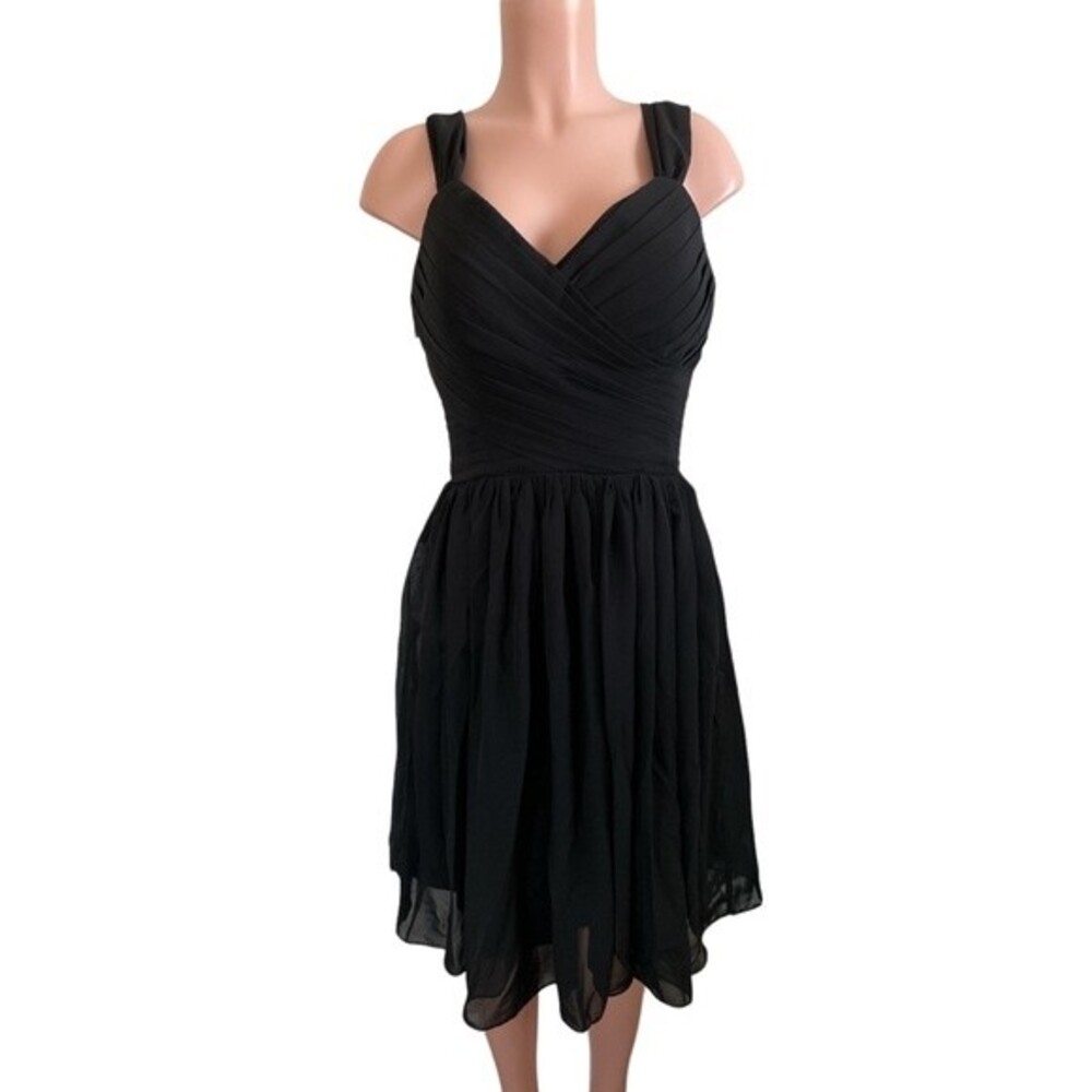 NWT‎ Jaeden Black Ruched Sweetheart Neck Dress Size Medium